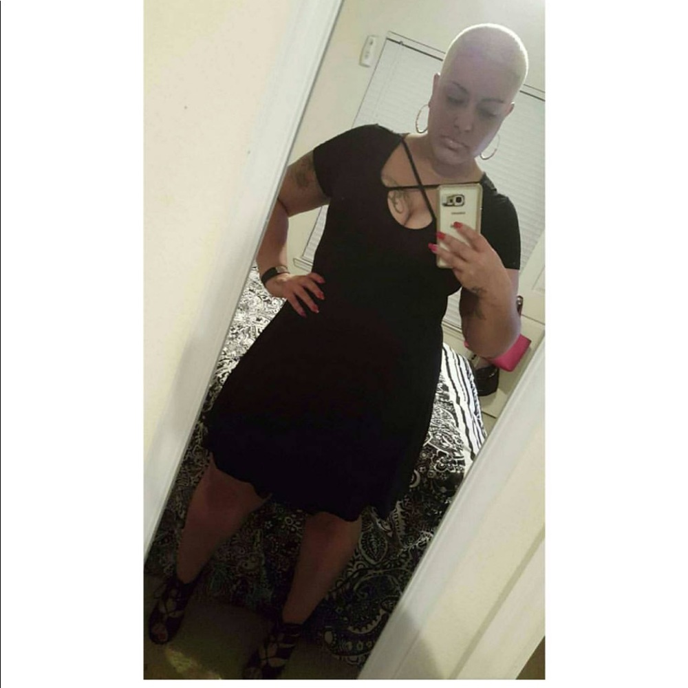 Black strappy front dress